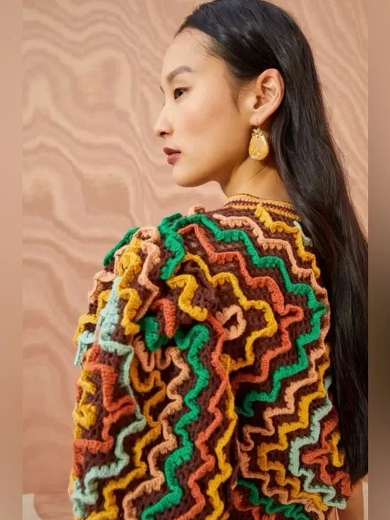 Ulla Johnson Kalila Top Fire Opal Crochet Short Sleeves Size PS (US 2-4) - Picture 3 of 16